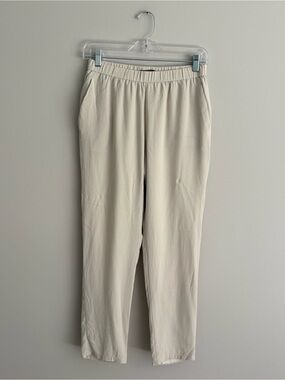 Eileen Fisher 100% Silk Cream Elastic-Waist Straight Pants Size XS